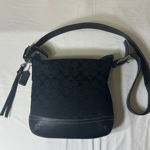 Coach Signature Jacquard Black Crossbody Bag Style 9362 - Picture 2 of 14